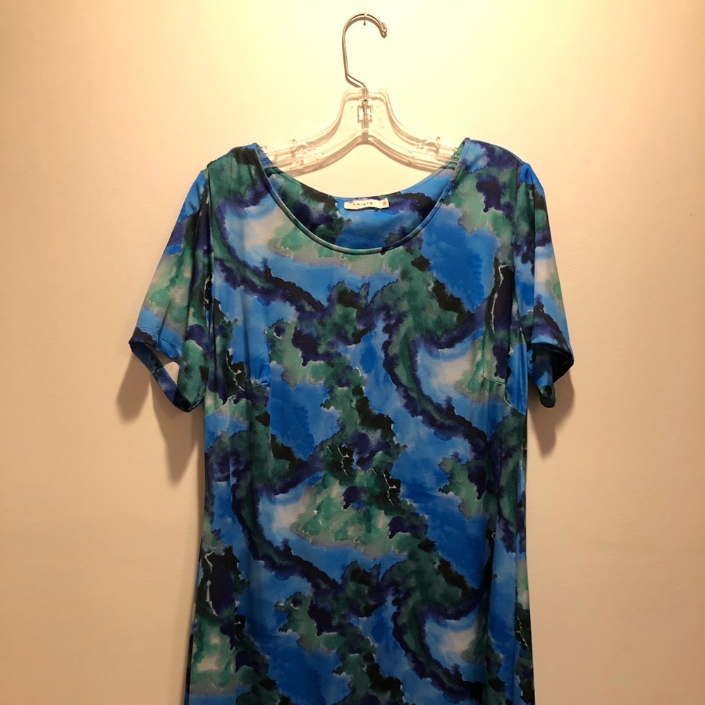 Comfy Blue and Green Dress